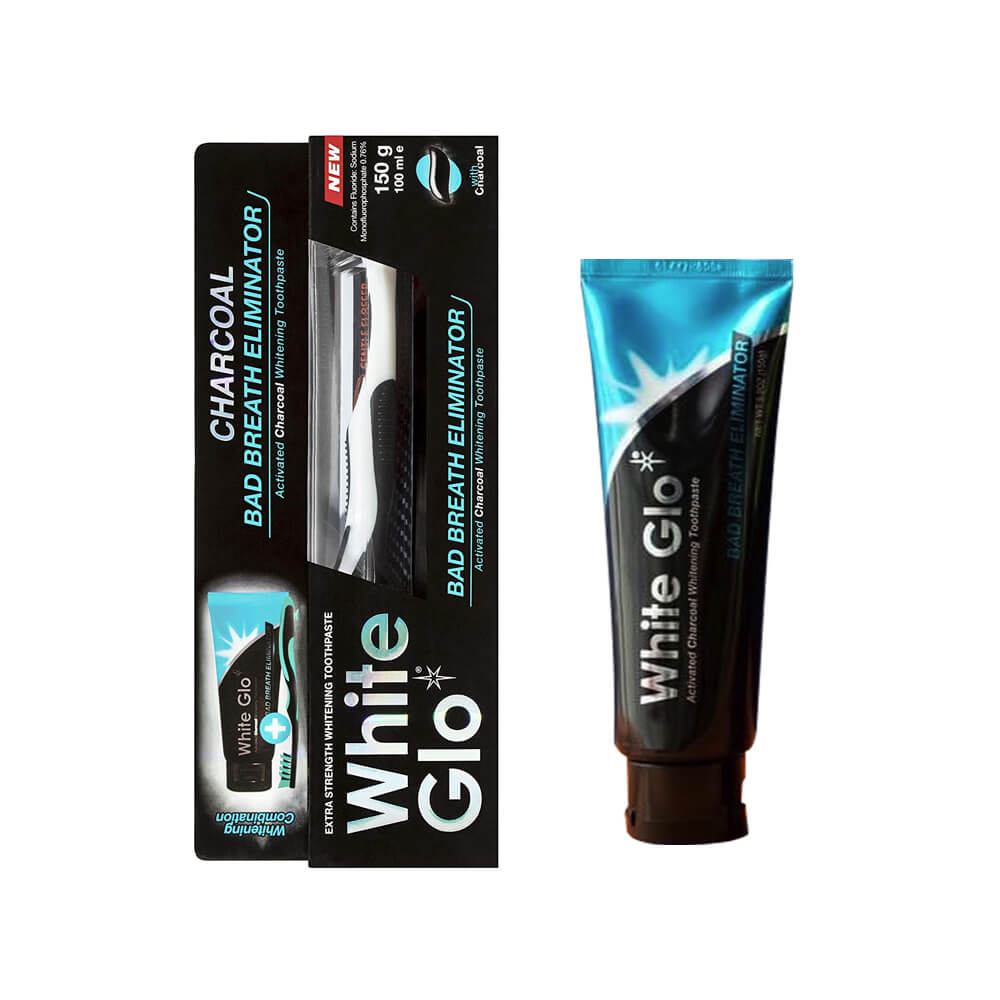 White Glo Charcoal Bad Breath Eliminator Whitening Toothpaste With Toothbrush - 150 g thumbnail 2