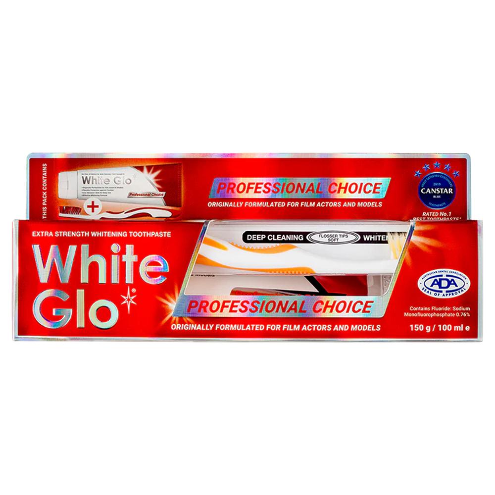 White Glo Professional Choice Whitening Toothpaste With Toothbrush - 150 g thumbnail 1