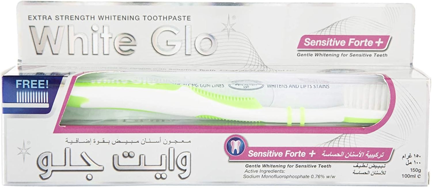 White Glo Sensitive Forte + Whitening Toothpaste With Toothbrush - 150 g thumbnail 1