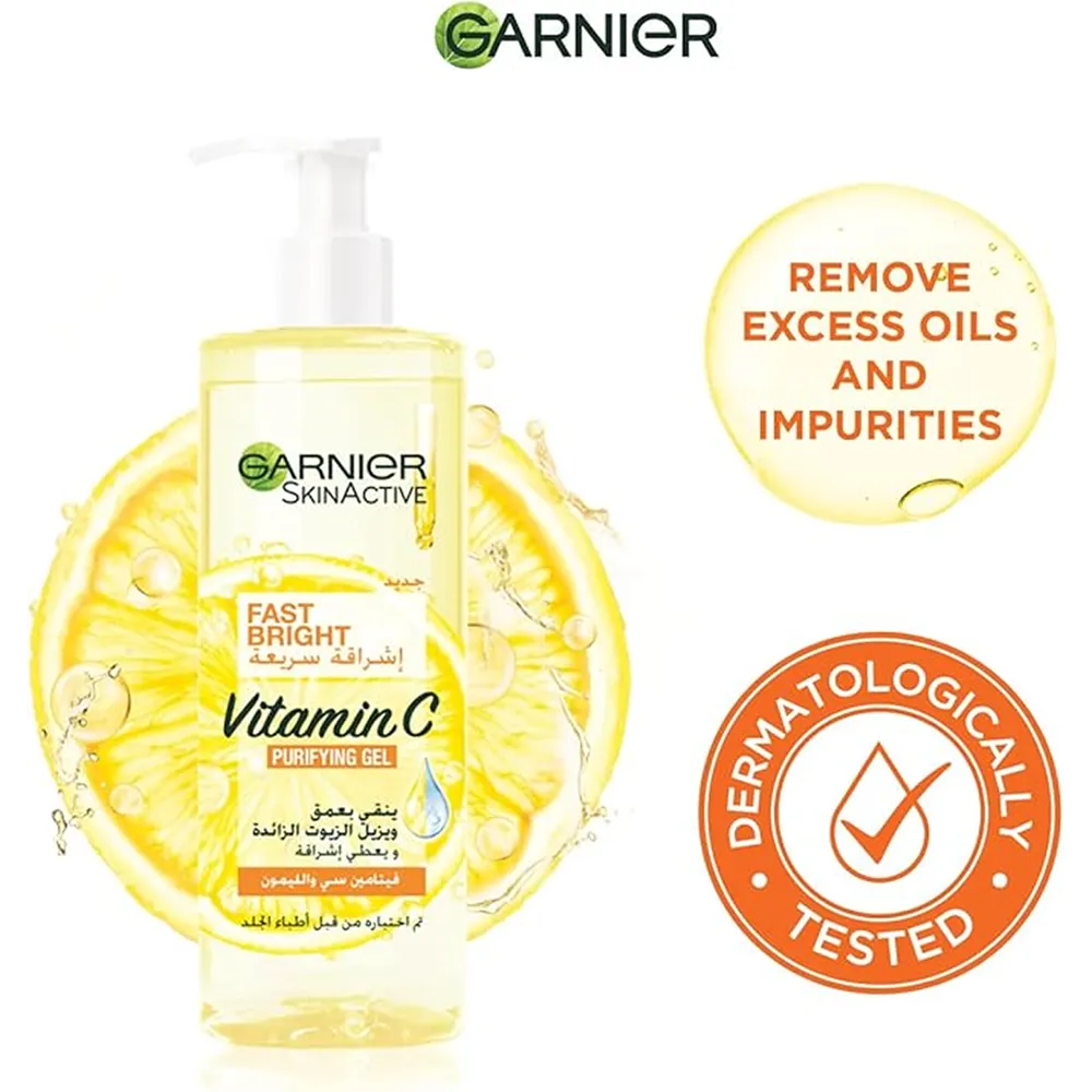 Garnier Fast Bright Vitamin C Purifying Gel Wash - 400 ml thumbnail 2