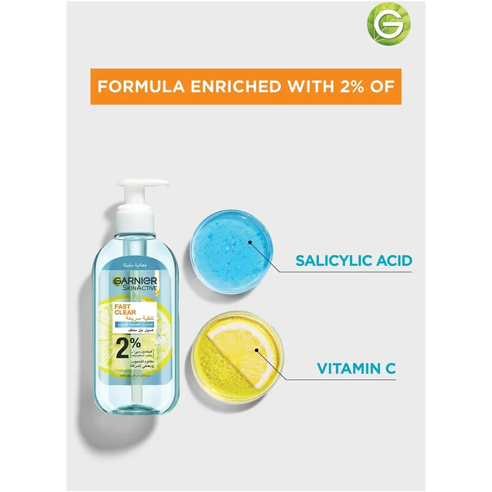 Garnier SkinActive Fast Clear Gel Wash - 200 ml thumbnail 2