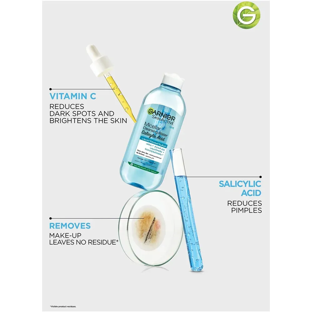 Garnier SkinActive Micellar Cleansing Water With Salicylic Acid - 400 ml thumbnail 2