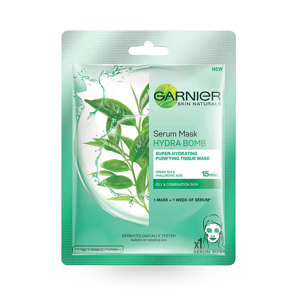 Garnier SkinActive Hydra Bomb Tissue Mask - Green Tea + Hyaluronic acid - 32 ml thumbnail 1
