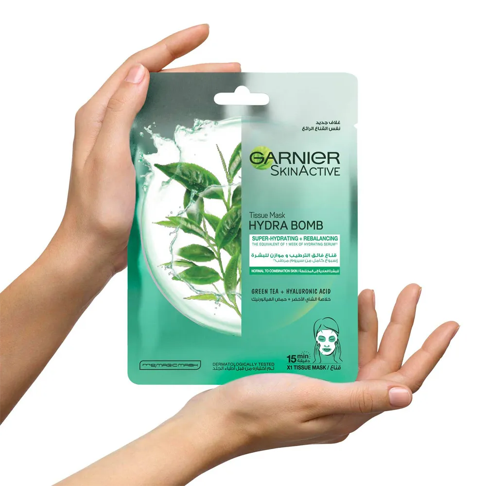 Garnier SkinActive Hydra Bomb Tissue Mask - Green Tea + Hyaluronic acid - 32 ml thumbnail 2