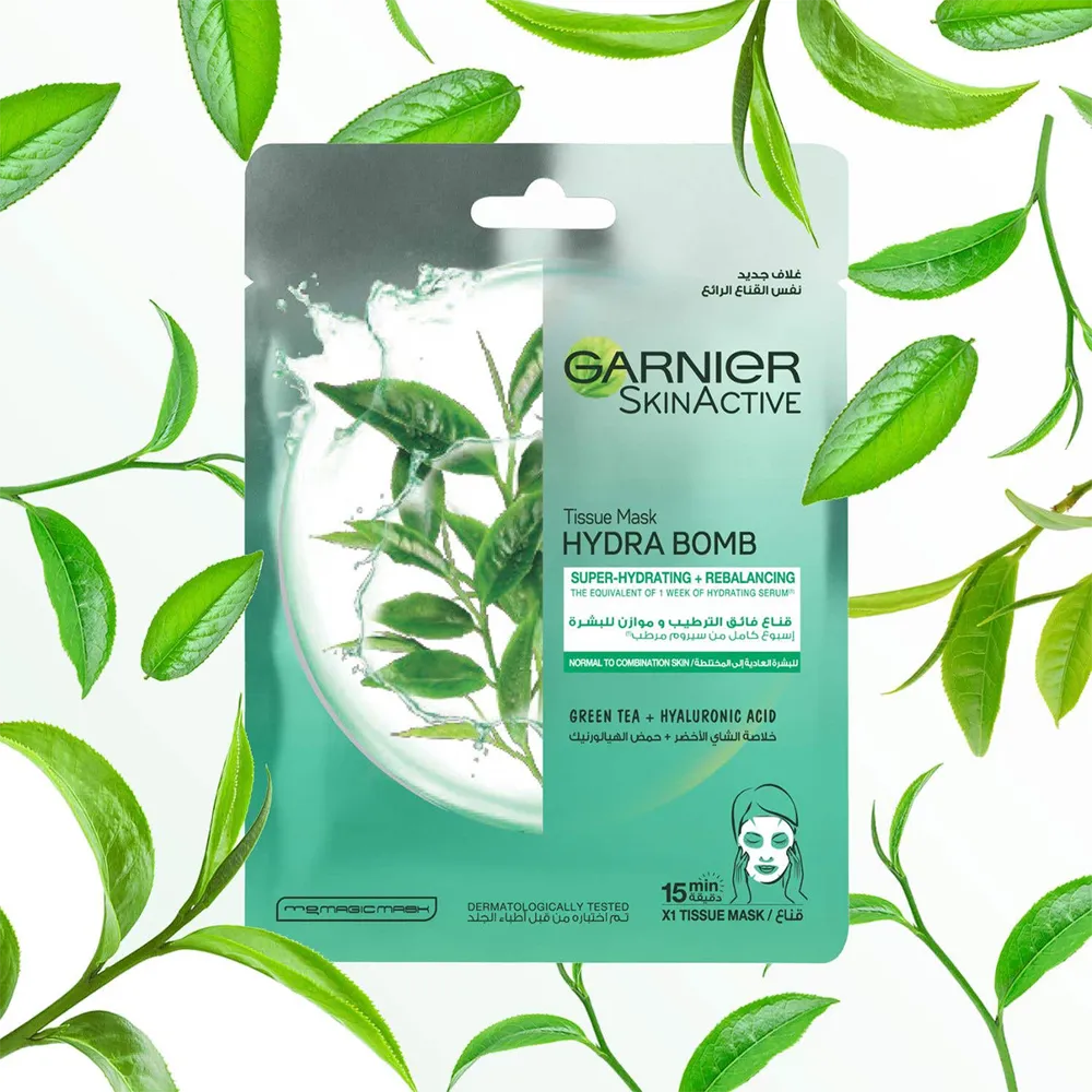 Garnier SkinActive Hydra Bomb Tissue Mask - Green Tea + Hyaluronic acid - 32 ml thumbnail 3