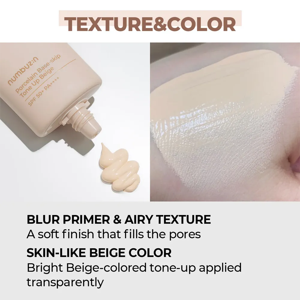 Numbuzin No.3 Porcelain Base-Skip Tone Up Beige SPF 50+ PA++++ - 50 ml thumbnail 5