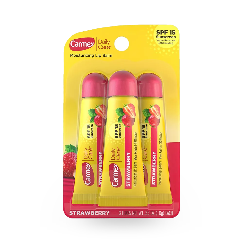 Carmex Moisturising SPF 15 Tube Lip Balm Set - Strawberry (3 x 10 g) thumbnail 1