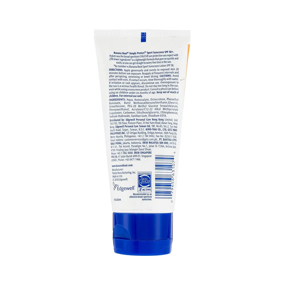Banana Boat Simply Protect Sport Sunscreen Lotion SPF 50 - 90 ml thumbnail 2