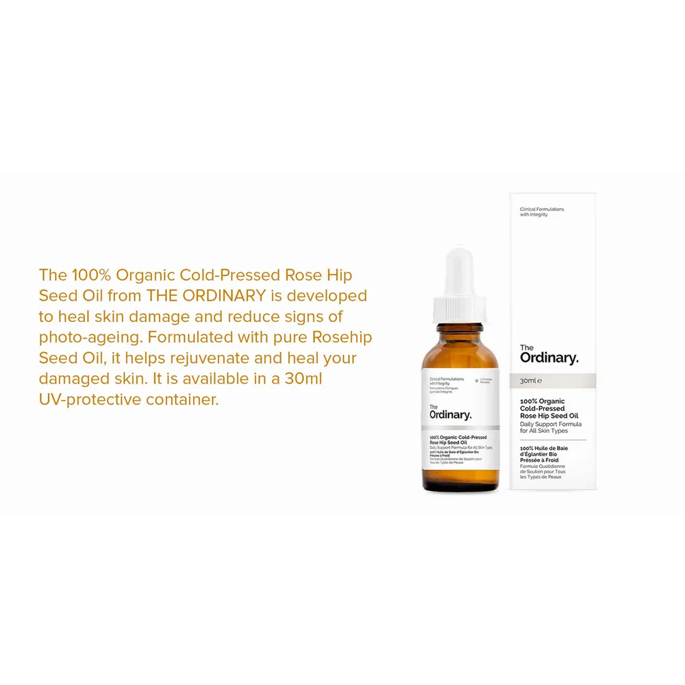 The Ordinary 100% Organic Cold-Pressed Rose Hip Seed Oil - 30ml thumbnail 4