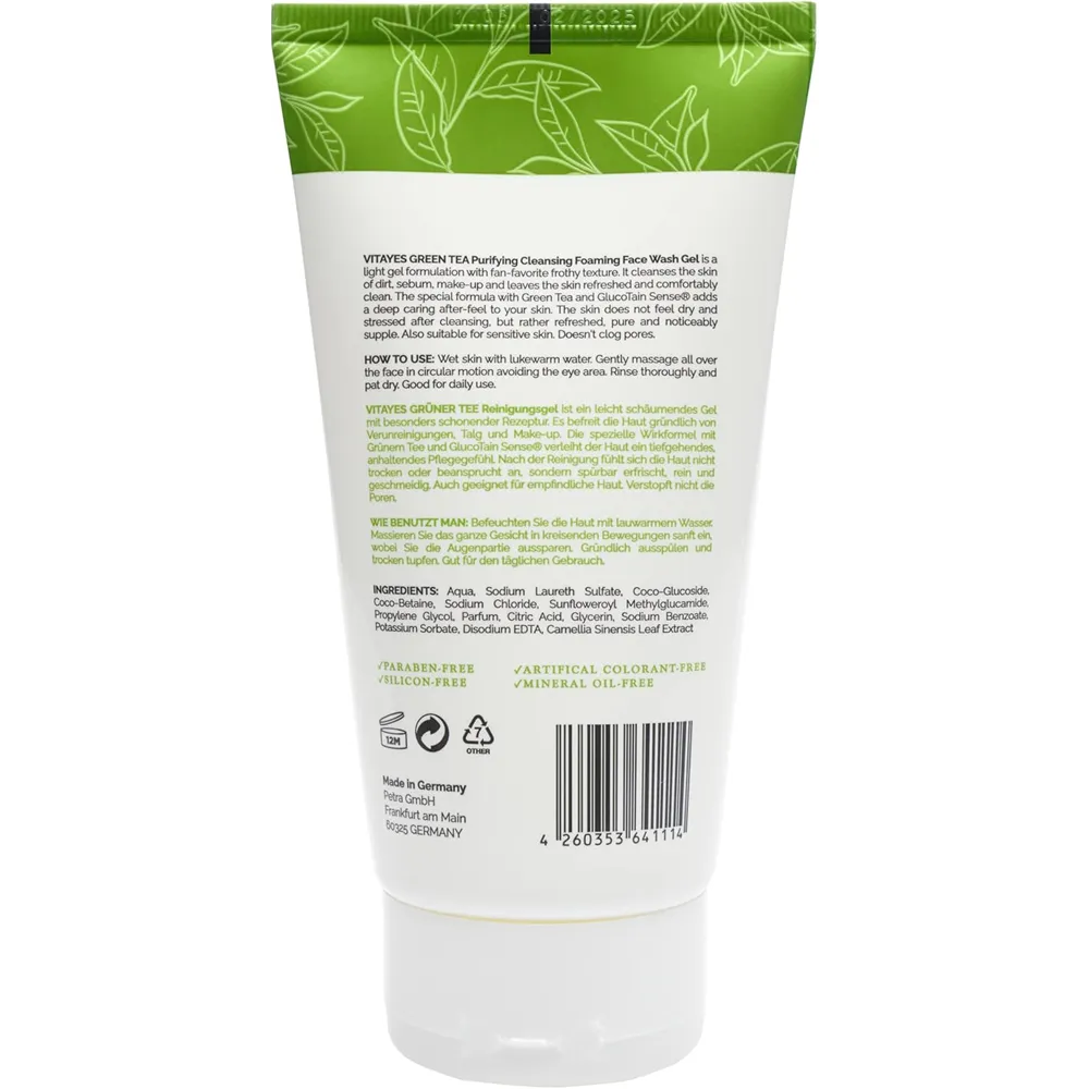 VITAYES Green Tea Face Wash Gel - 150 ml thumbnail 2