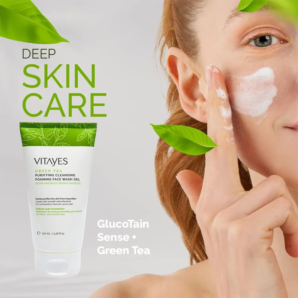 VITAYES Green Tea Face Wash Gel - 150 ml thumbnail 4