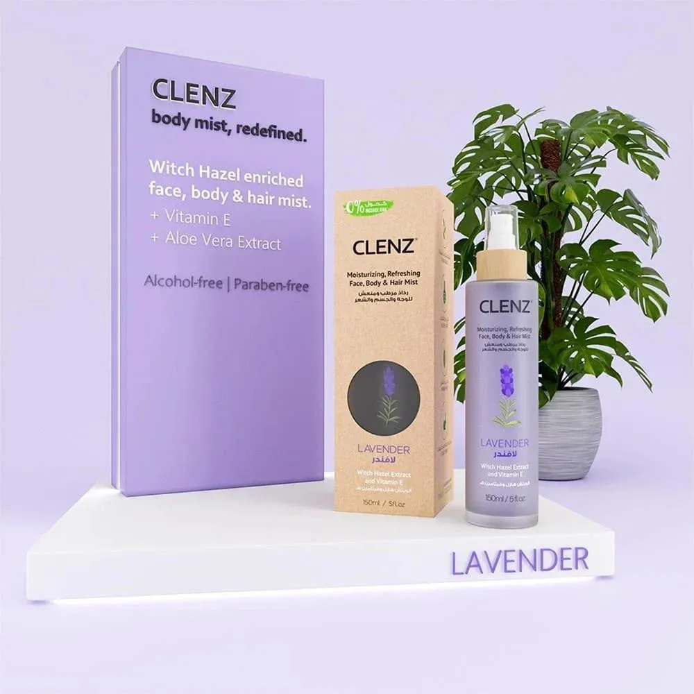 CLENZ Witch Hazel Face Hair & Body Mist Lavender - 150 ml thumbnail 2