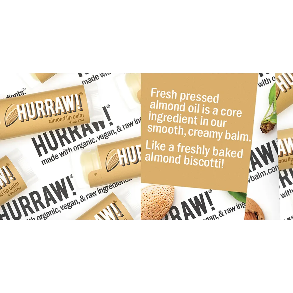 Hurraw! Lip Balm - Almond (4.8 g) thumbnail 3