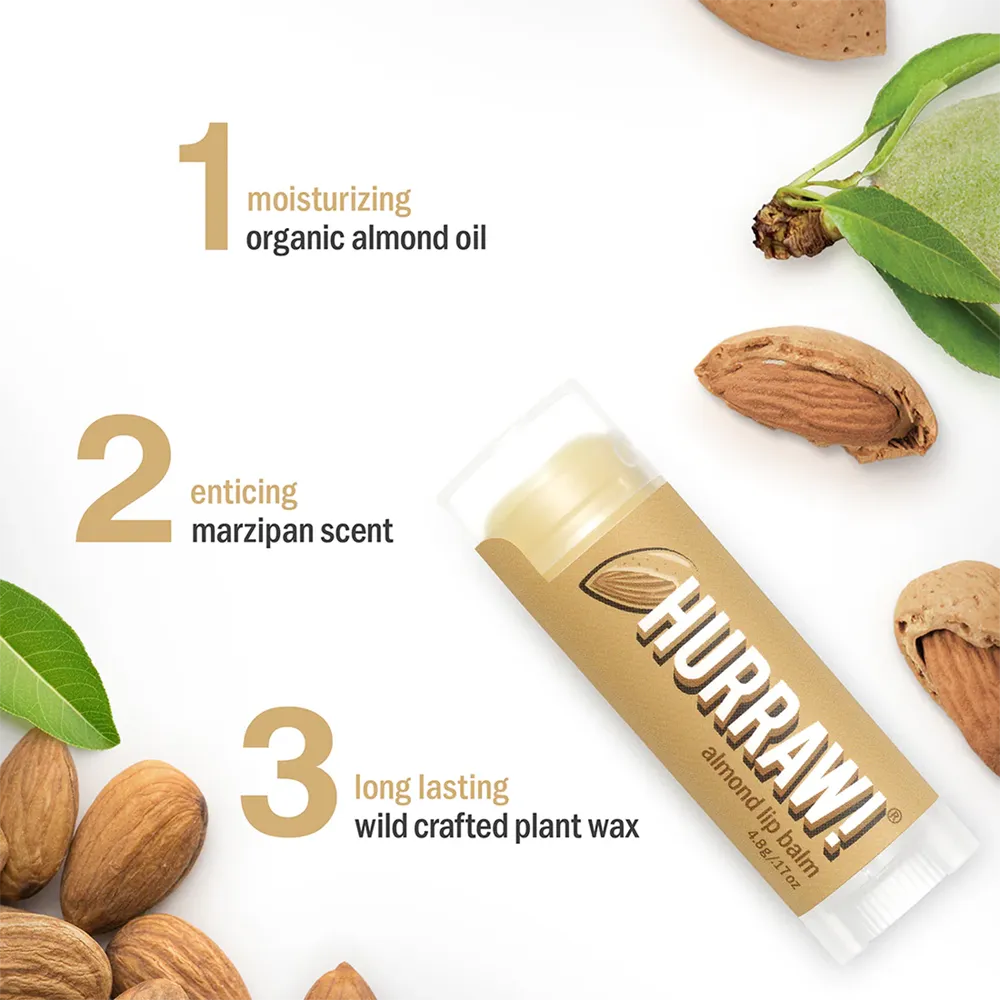 Hurraw! Lip Balm - Almond (4.8 g) thumbnail 4