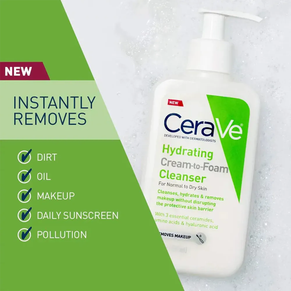 CeraVe Hydrating Cream-to-Foam Cleanser thumbnail 2