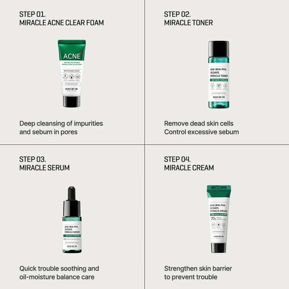 Some By Mi AHA BHA PHA 30 Days Miracle AC SOS Kit - 4 pcs thumbnail 3