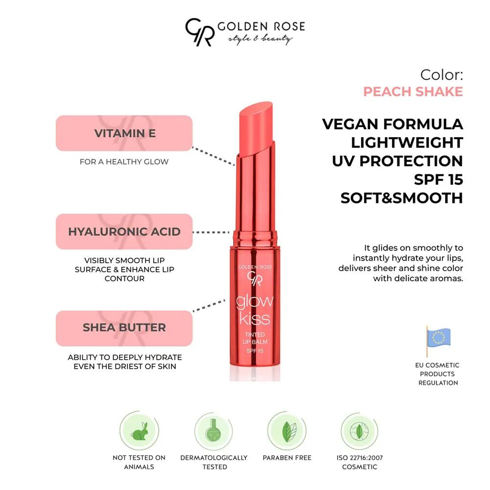 Golden Rose Glow Kiss Tinted Lip Balm - 04 Peach Shake thumbnail 2