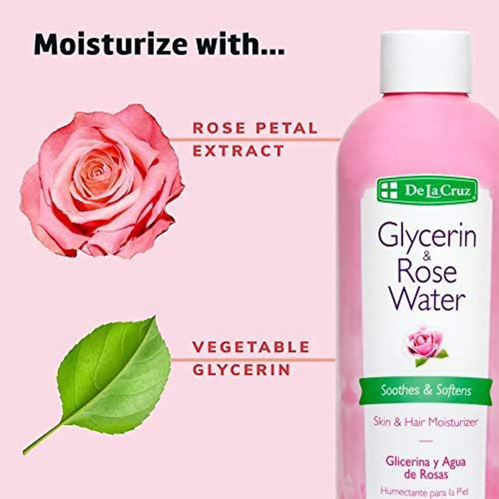 De la Cruz Glycerin & Rose Water Skin & Hair Moisturizer - 236 ml thumbnail 3