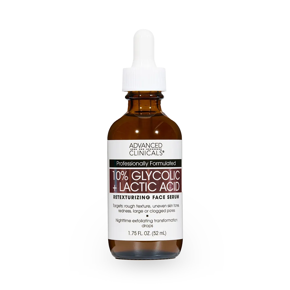 Advanced Clinicals 10% Glycolic + Lactic Acid Face Serum - 52 ml thumbnail 1
