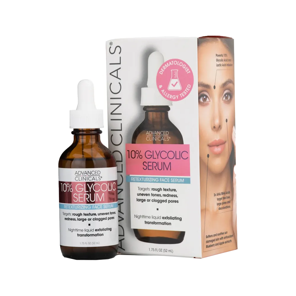 Advanced Clinicals 10% Glycolic + Lactic Acid Face Serum - 52 ml thumbnail 2