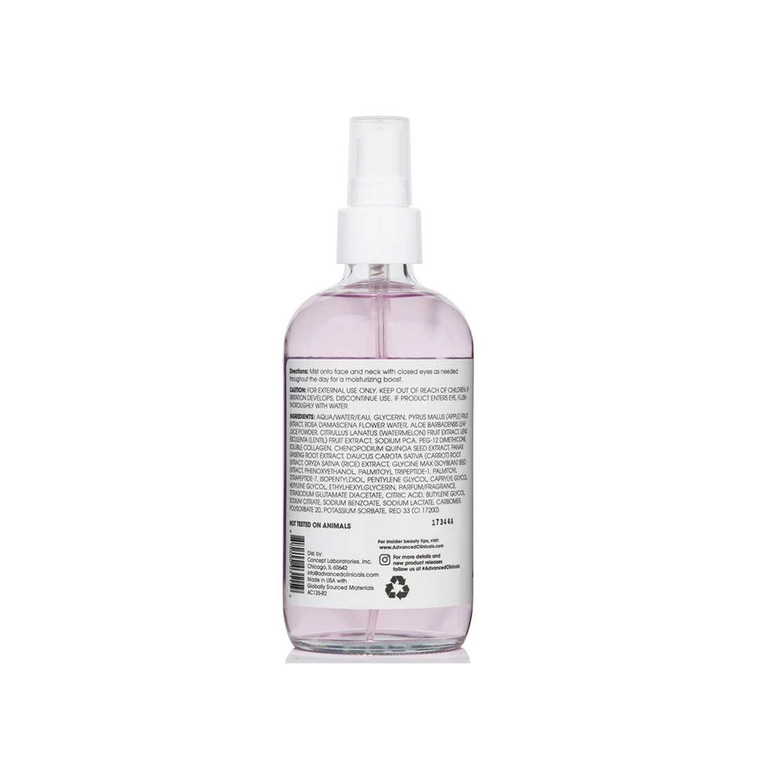 Advanced Clinicals Collagen + Rosewater Plump + Glow Face Mist - 222 ml thumbnail 2