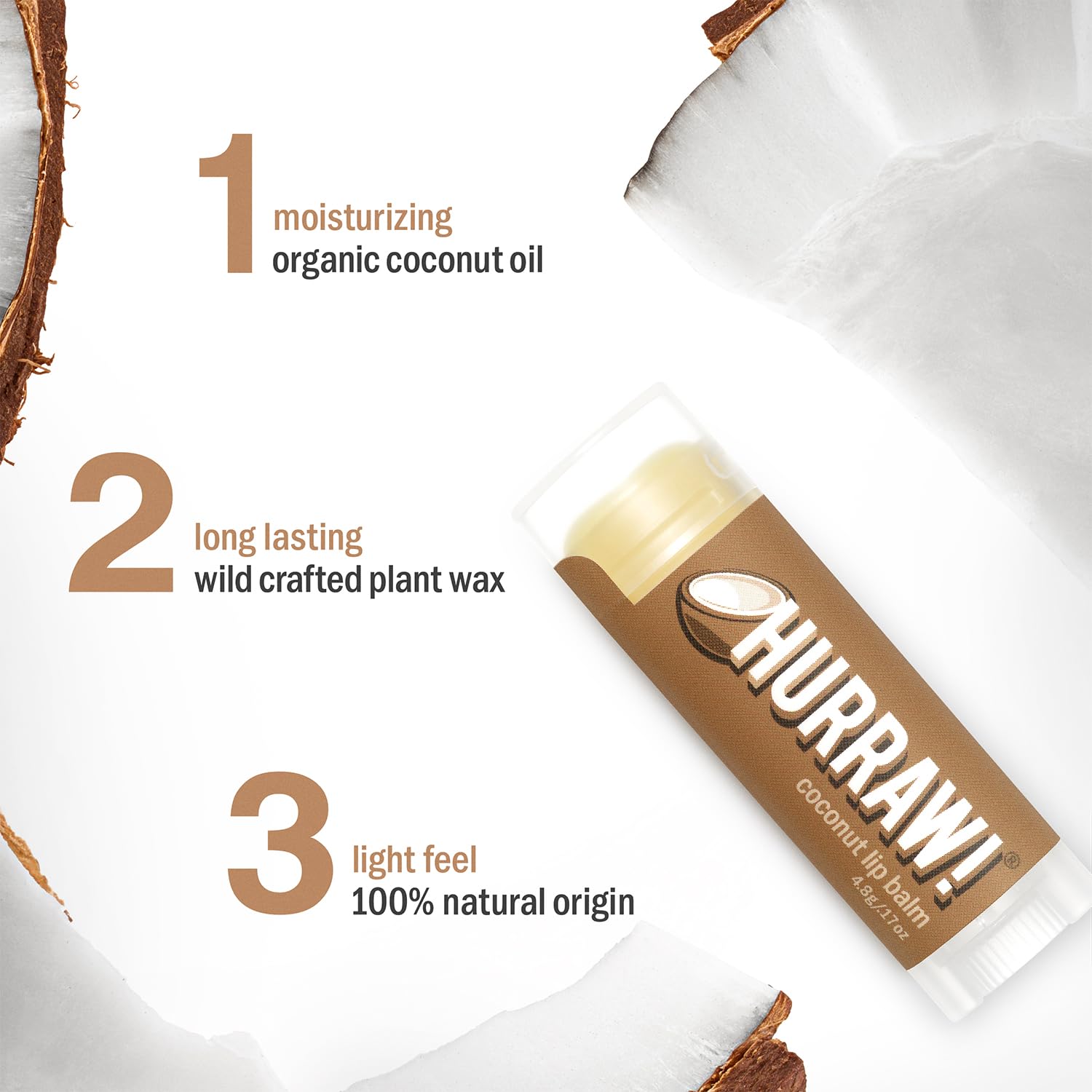 HURRAW! Coconut Lip Balm - 4.8 g thumbnail 3