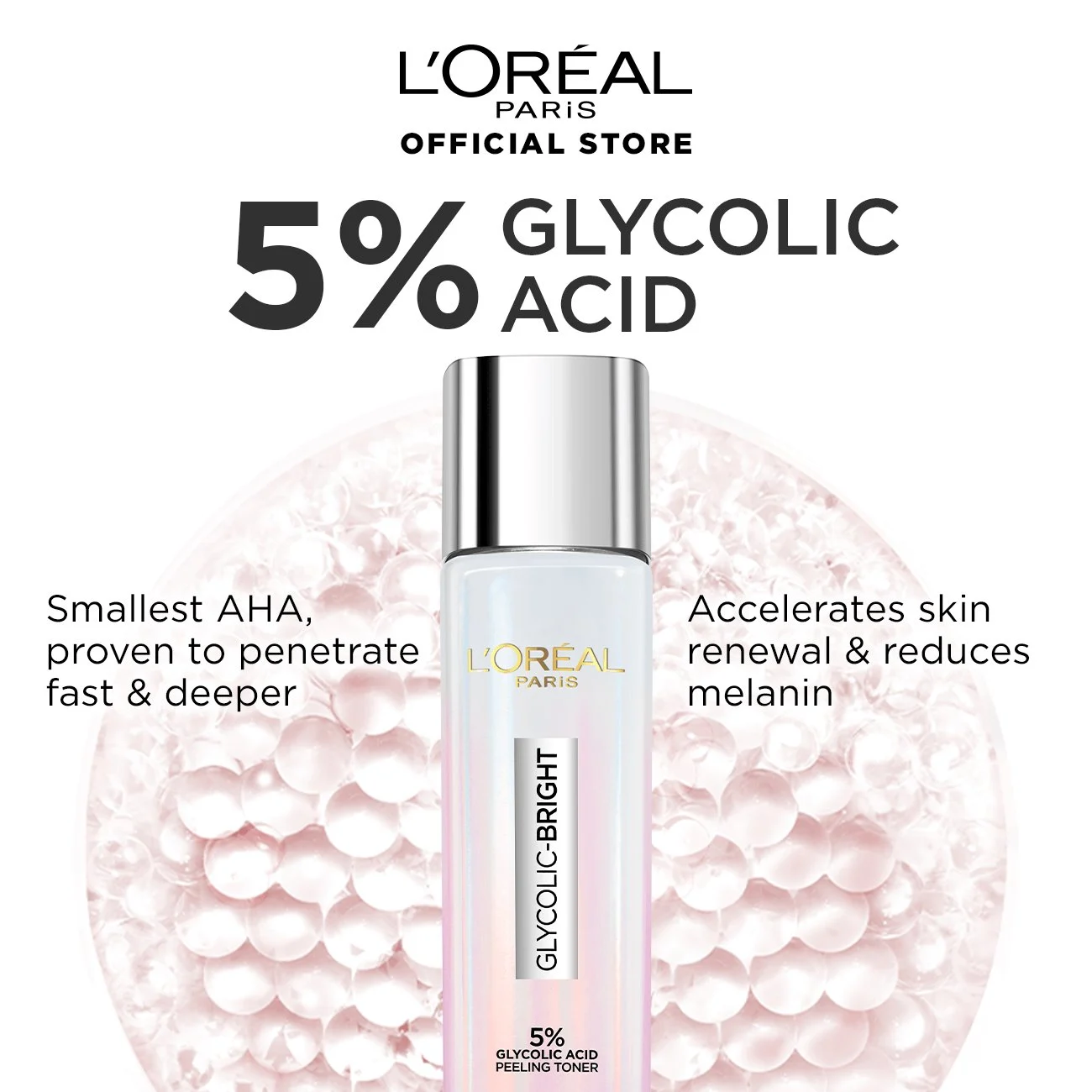 L’Oréal Paris Glycolic Bright 5% Glycolic Acid Peeling Toner For Instant Glowing Skin - 128 ml thumbnail 4